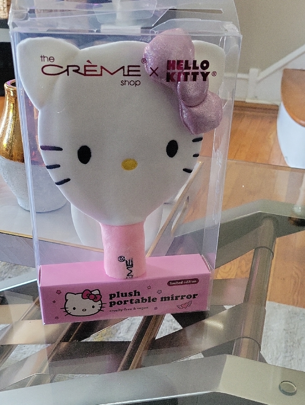 Hello Kitty Plush Portable Mirror Pink White Purple